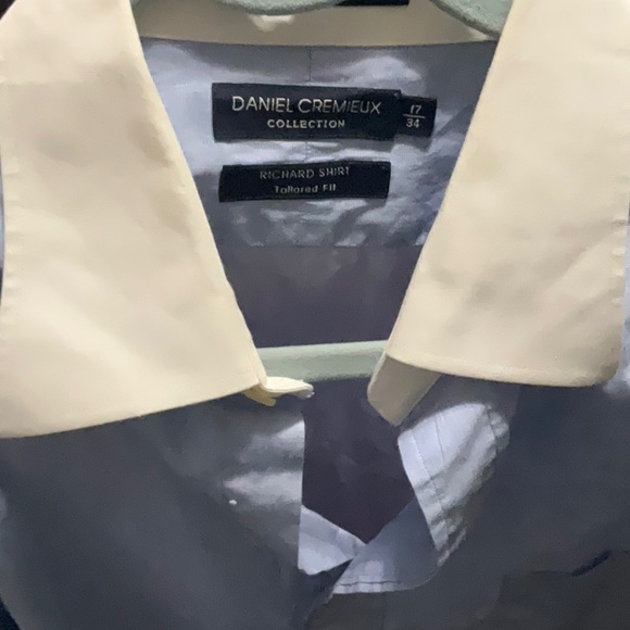 DANIEL CREMIEUX Collection RICHARD SHIRT TAILORED MENS BLUE W/WHITE COLLAR 17/34 - Picture 5 of 5